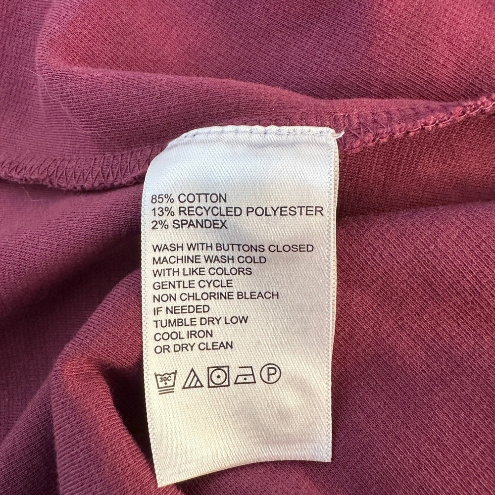 Tommy Bahama Womens XL Henley Dress Burgundy Cotton Blend Long Sleeve Pockets - Picture 8 of 10